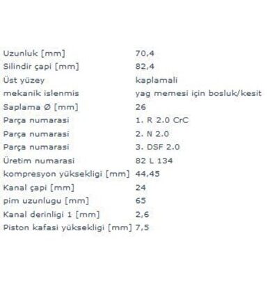MOTOR PISTON SEGMAN 82,00MM (STD) DOBLO 1.9 D 01>