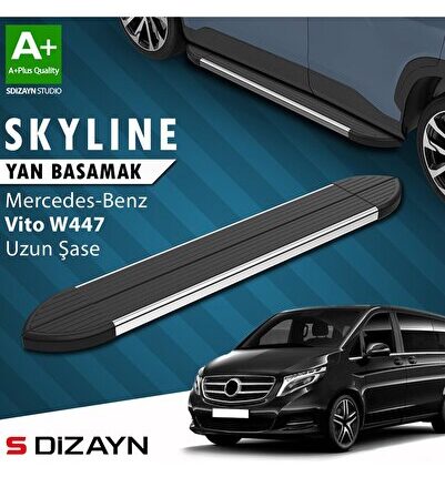 S-Dizayn Mercedes Vito W447 Uzun Şase Skyline Krom Yan Basamak 253 Cm 2014 Üzeri A+ Kalite