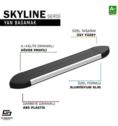 S-Dizayn Mercedes Vito W639 Uzun Şase Skyline Aluminyum Yan Basamak 253 Cm 2004-2014 A+ Kalite