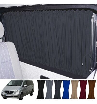 Mercedes Vito W639 5 Cam 2003-2014 Uyumlu Füme Raylı Oto Perde Takımı