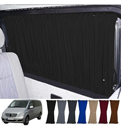 Mercedes Vito W639 5 Cam 2003-2014 Uyumlu Siyah Raylı Oto Perde Takımı