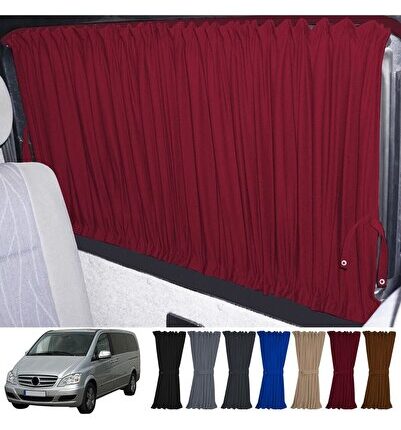 Mercedes Vito W639 5 Cam 2003-2014 Uyumlu Bordo Raylı Oto Perde Takımı