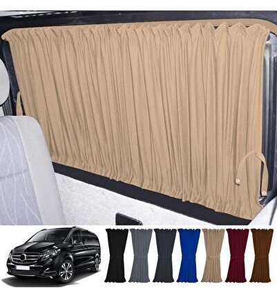 Mercedes Vito W447 5 Cam 2014+ Uyumlu Krem Raylı Oto Perde Takımı
