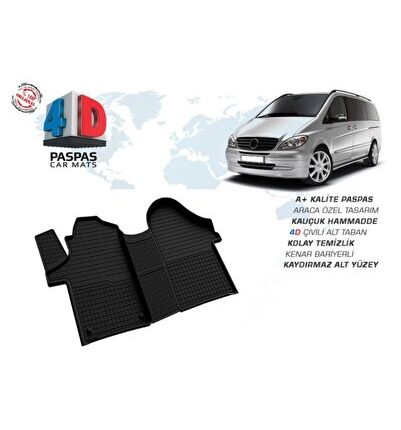 Mercedes Vito W639 4d Havuzlu Paspas Siyah 2003-2015 Arası