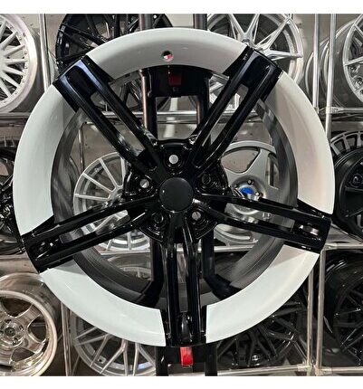 18 inç 5x100 Taycan Egea Doblo İbiza Polo Fabia Uyumlu Siyah, Beyaz Jant Modeli (4 Adet)