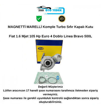 359004200050 Turbo Fiat 1.6 Mjet 105 Hp Euro 4 Doblo Linea Bravo Giulietta 500L