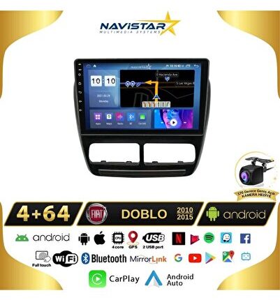 Fiat Doblo 2010-2015 Model 4gb 64gb Android 13 Kablosuz Carplay Navigasyon Multimedya Sistemi