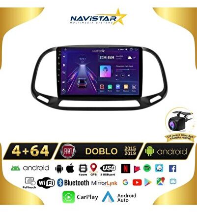 Fiat Doblo 2015-2019 Model 4gb 64gb Android 13 Kablosuz Carplay Navigasyon Multimedya Sistemi