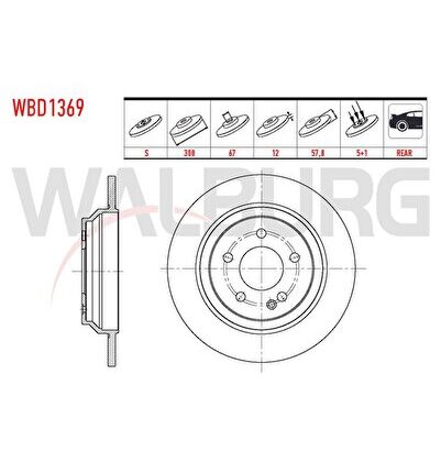 WALBURG-WBD1369 - FREN DISKI ARKA DUZ 5 BJN 300×12×67×57,80 MERCEDES VITO (W447) 111 CDI 2014-