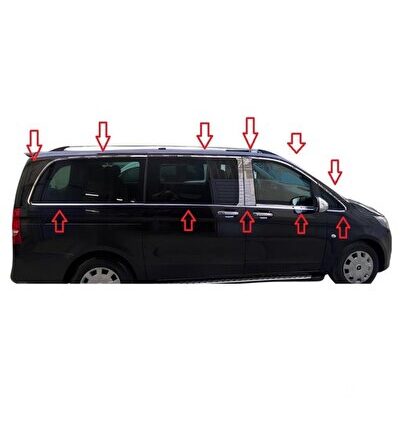 Mercedes Vito W447 Krom Cam Çerçeve Seti Uzun Şase Tek Sürgü