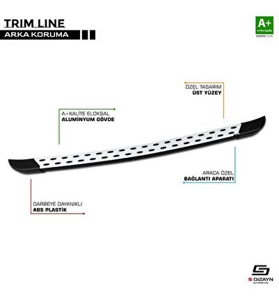 Mercedes Vito Uyumlu W447 Trimline Gri Arka Koruma 2014 Üzeri