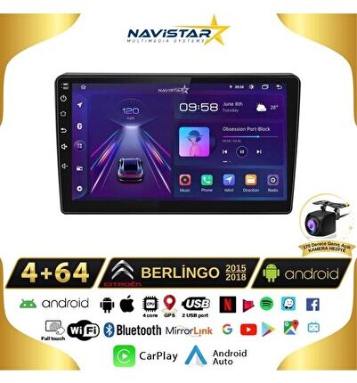 Citroen Berlingo 2015-2018 Model 4gb 64gb Android 13 Kablosuz Carplay Navigasyon Multimedya Sistem