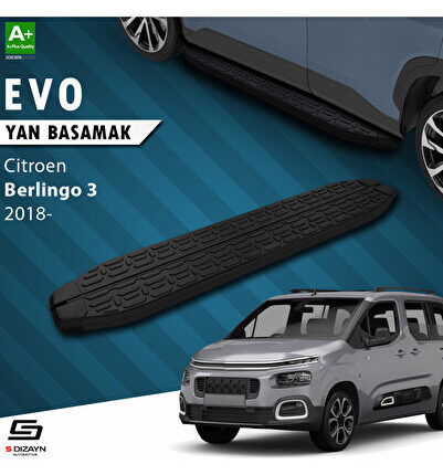 Citroen Berlingo 3 Uzun Şase Evo Siyah Yan Basamak 213 Cm 2018 Üzeri A+ Kalite CI-BL3-US-YBS-EV-SA-2