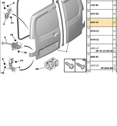 Bagaj Kapak Fitili Partner Tepee Berlingo B9 (8707H7)