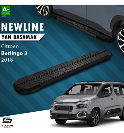 S-dizayn Citroen Berlingo 3 Uzun Şase Newline Siyah Yan Basamak 219 Cm 2018 Üzeri