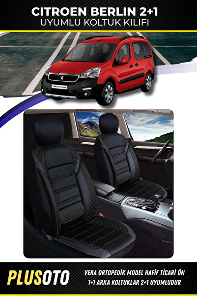 1_org_zoom-5673.jpg Citroen Berlingo (2+1) TİCARİ Uyumlu Vera Serisi Siyah Oto Koltuk Kılıfı 5li Takım Set T-12 - Görsel 1