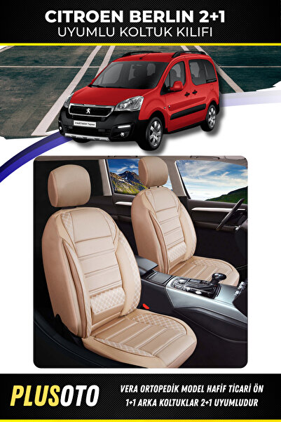1_org_zoom-5674.jpg Citroen Berlingo (2+1) TİCARİ Uyumlu Vera Serisi Bej Oto Koltuk Kılıfı 5li Takım Set T-7 - Görsel 1