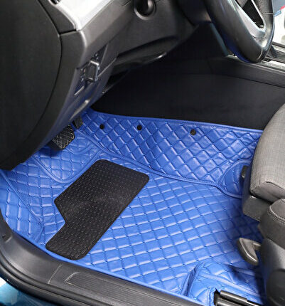 CITROEN BERLINGO 2019-2025 Özel Mavi Renk 8D Diamond Premium Kaymaz Deri Oto Paspas