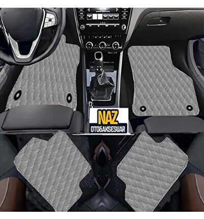 Citroen Berlingo 2019 Sonrası Uyumlu Gri Dikişli Gri Deri Paspas