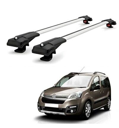 Citroen Berlingo 2008–2018 için Ara Atkı , Araç Üstü Taşıma Tavan Barı - Gri (2 Adet)