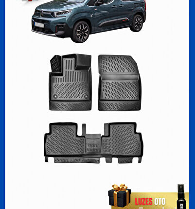 Citroen Berlingo 3D Havuzlu Paspas 2+1 ARKA KOLTUK 2021 Model Uyumlu