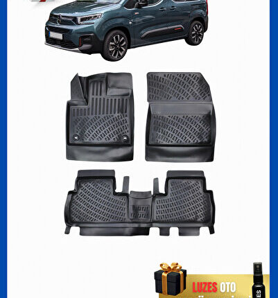 Citroen Berlingo 3D Havuzlu Paspas 3 ADET TEKLİ ARKA KOLTUK 2019-2020-2021-2022-2023-2024-2025