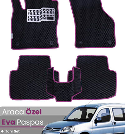 CİTROEN BERLİNGO (2008-2018) Uyumlu EVA Paspas Tam Set–Araca Özel,Su Geçirmez,Kolay Montaj