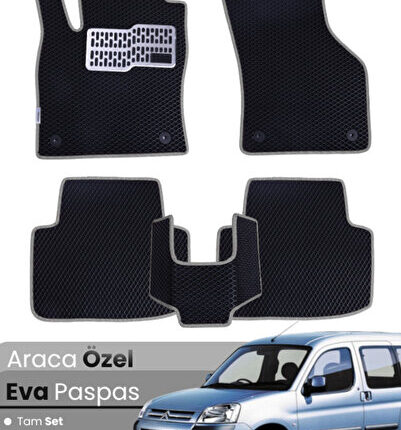 CİTROEN BERLİNGO (2008-2018) Uyumlu EVA Paspas Tam Set–Araca Özel,Su Geçirmez,Kolay Montaj