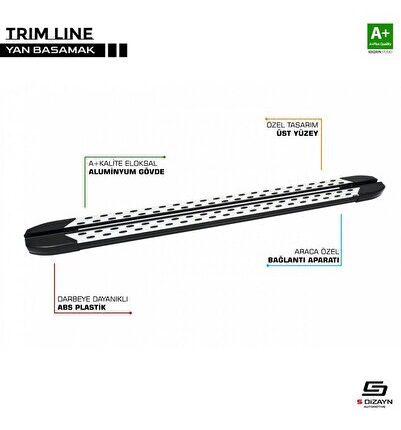 Mercedes Vito Uyumlu W447 Uzun Şase Trimline Gri Yan Basamak 260 Cm 2014 Üzeri