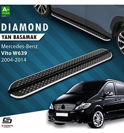 S-Dizayn Mercedes Vito W639 Uzun Şase Diamond Krom Yan Basamak 253 Cm 2004-2014 A+ Kalite