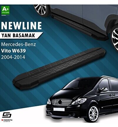S-Dizayn Mercedes Vito W639 Kısa Şase NewLine Siyah Yan Basamak 233 Cm 2004-2014 A+ Kalite