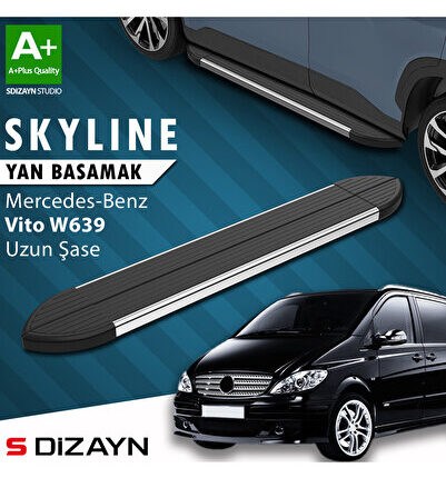Mercedes Vito W639 Uzun Şase Skyline Krom Yan Basamak 253 Cm 2004-2014 A+ Kalite MR-W39-US-YBS-SKY-K