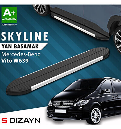 Mercedes Vito W639 Kısa Şase Skyline Aluminyum Yan Basamak 233 Cm 2004-2014 A+ Kalite MR-W39-KS-YBS-
