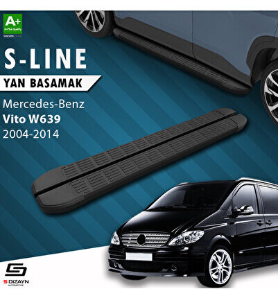 Mercedes Vito W639 Uzun Şase S-Line Siyah Yan Basamak 253 Cm 2004-2014 A+ Kalite MR-W39-US-YBS-SL-SA