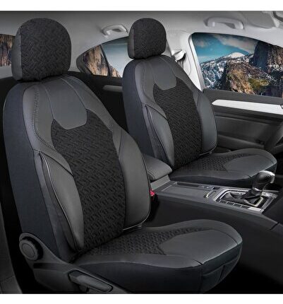 Opel Combo Cargo Yarı Deri Oto Koltuk Kılıfı Ön Arka Set Lotus Siyah