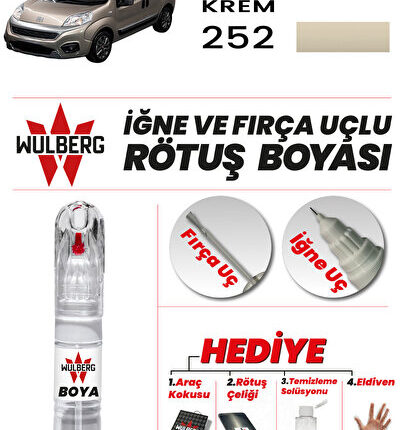 Fiat Fiorino Krem 252 Rötuş Boya 25 ml İğne & Fırça Uçlu Kalıcı Çizik Giderici Rutuş