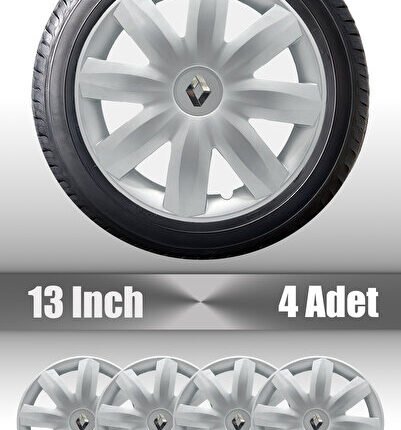 Renault Clio Kangoo 13" inç Uyumlu 4 Adet 1 Takım Gri Jant Kapağı