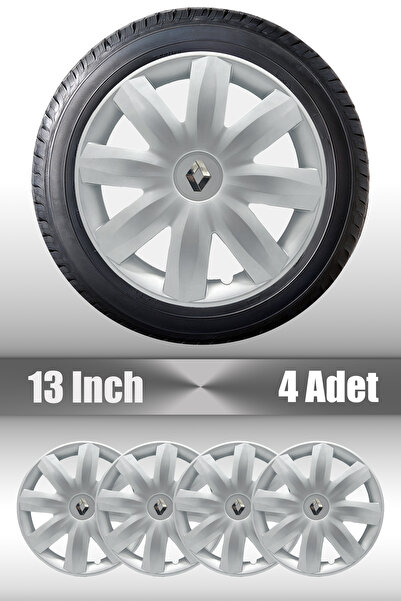 1_org_zoom-11584.jpg Renault Clio Kangoo 13" inç Uyumlu 4 Adet 1 Takım Gri Jant Kapağı - Görsel 1