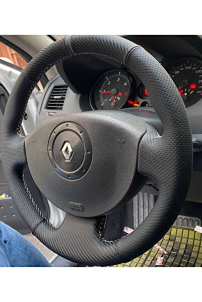 1_org_zoom-11601.jpg Direksiyon kılıfı Renault Megane 2-kangoo-scenic 2 Noktalı Karbon Desen Gri Dikiş - Görsel 1