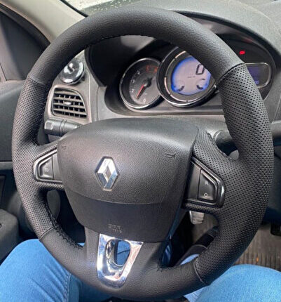 Direksiyon Kılıfı Renault Fluence -megane -3 Kangoo 2015 Tuşlu Spor Desen Siyah