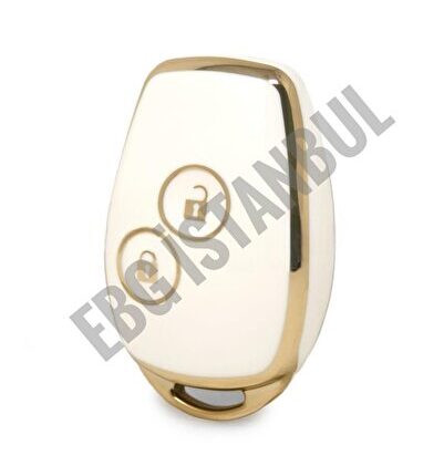 Renault Dacia Kangoo Clio Trafic Kumanda Anahtar KILIFI 2BUTON BEYAZ GOLD