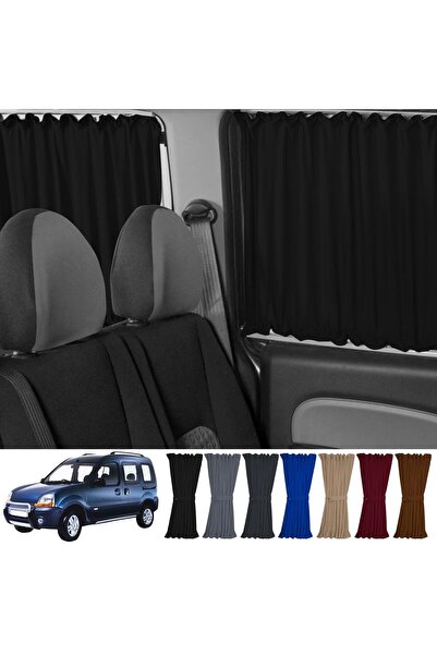 1_org_zoom-12614.jpg Renault Kangoo 1 . Nesil Kısa Şase 1997-2009 Uyumlu Siyah Raylı Oto Perde Takımı - Görsel 1