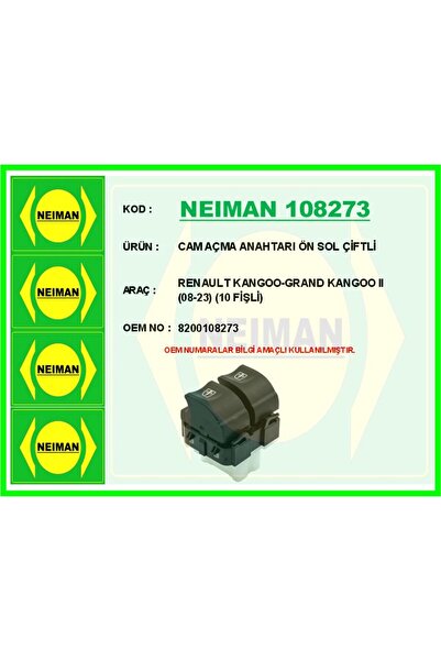 1_org_zoom-12779.jpg MURATECH CAM AÇMA ANAHTARI ÖN SOL ÇİFTLİ RENAULT KANGOO-GRAND KANGOO II 08-23 (94739) 10 FİŞLİ - Görsel 1