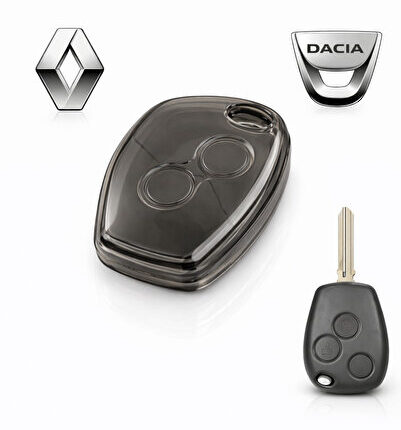 Renault Megane Captur Fluence Kangoo Clio Scenic Şeffaf-Füme Anahtar Kılıfı