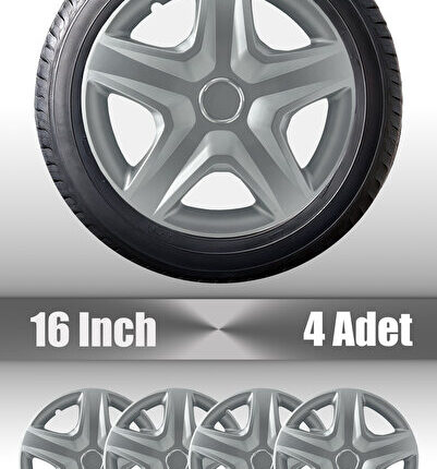Renault Kangoo Trafic Master 16" Inç Uyumlu 4 Adet 1 Takım Gri Jant Kapağı