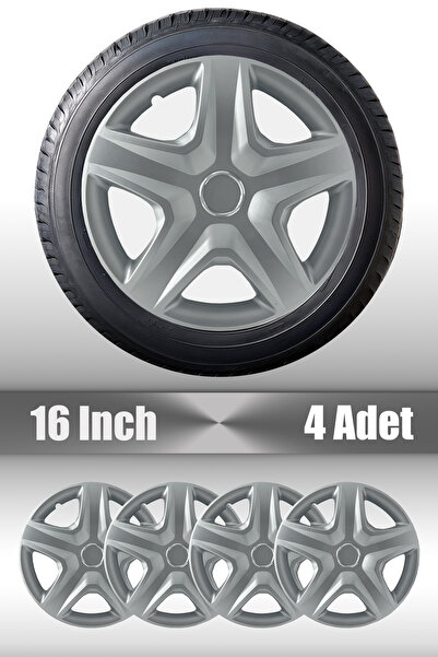 1_org_zoom-13323.jpg Renault Kangoo Trafic Master 16" Inç Uyumlu 4 Adet 1 Takım Gri Jant Kapağı - Görsel 1