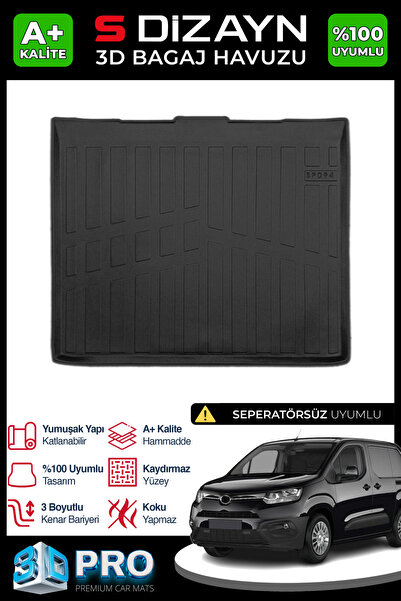 1_org_zoom-13440.jpg S-Dizayn Toyota Proace City Seperatörsüz 3D Pro Bagaj Havuzu 2019 Üzeri A+ Kalite 3BH-SDZ018 - Görsel 1