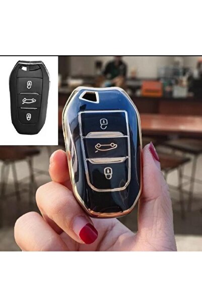 1_org_zoom-13473.jpg Lüx Toyota Proace City Nano Anahtar Koruma Kılıfı Sustasız Siyah Gold Altın Renk 1. ci Kalite - Görsel 1