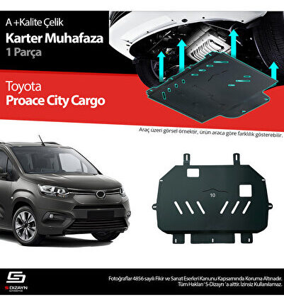 S-Dizayn Toyota Proace City Cargo Çelik Karter Muhafaza Koruma 2018 Üzeri A+ Kalite TO-PC1-CRG-CKM