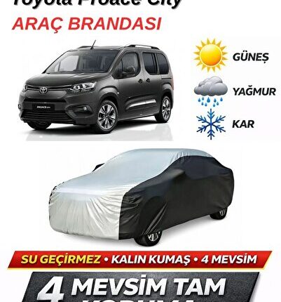 Toyota Proace City Oto Branda, Araba Brandası, Siyah-Gri